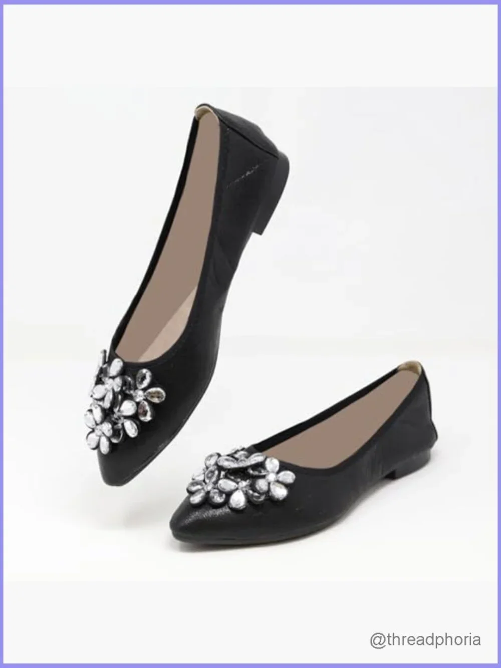 Foldable Ballet Flats with Rhinestones for Weddings Travel